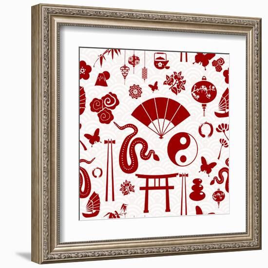 Chinese New Year of the Snake Pattern-cienpies-Framed Art Print