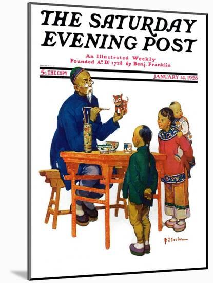 "Chinese Painting China," Saturday Evening Post Cover, January 14, 1928-Henry Soulen-Mounted Giclee Print