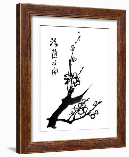 Chinese Painting Of Flowers, Plum Blossom, On White Background-elwynn-Framed Art Print