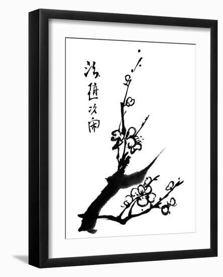 Chinese Painting Of Flowers, Plum Blossom, On White Background-elwynn-Framed Art Print