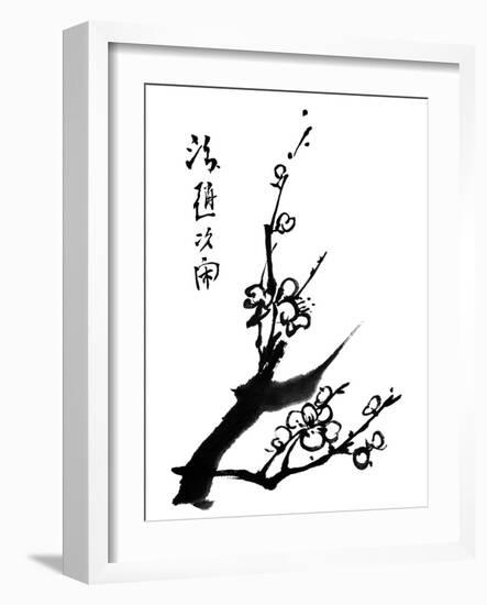 Chinese Painting Of Flowers, Plum Blossom, On White Background-elwynn-Framed Art Print