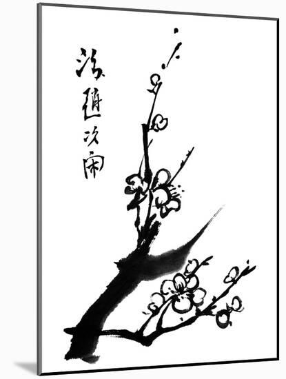 Chinese Painting Of Flowers, Plum Blossom, On White Background-elwynn-Mounted Art Print
