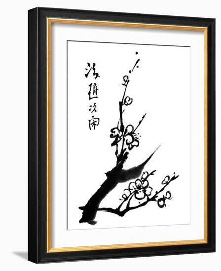 Chinese Painting Of Flowers, Plum Blossom, On White Background-elwynn-Framed Art Print