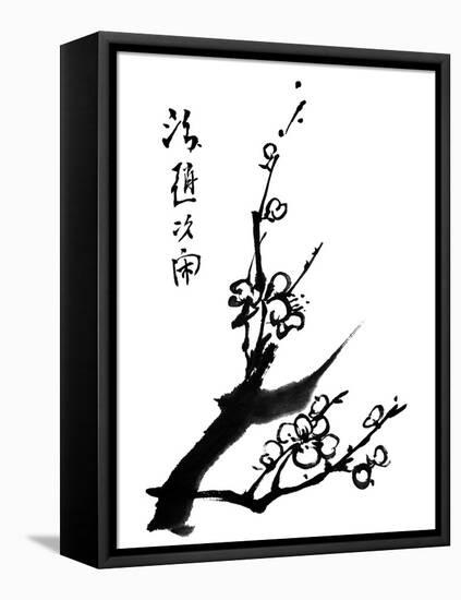 Chinese Painting Of Flowers, Plum Blossom, On White Background-elwynn-Framed Stretched Canvas