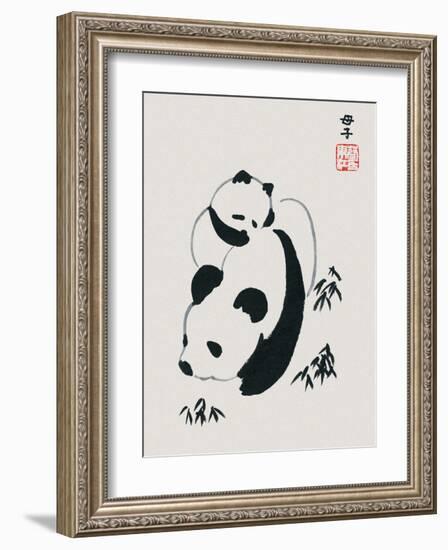 Chinese Panda and Cub-null-Framed Art Print