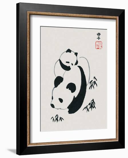 Chinese Panda and Cub-null-Framed Art Print