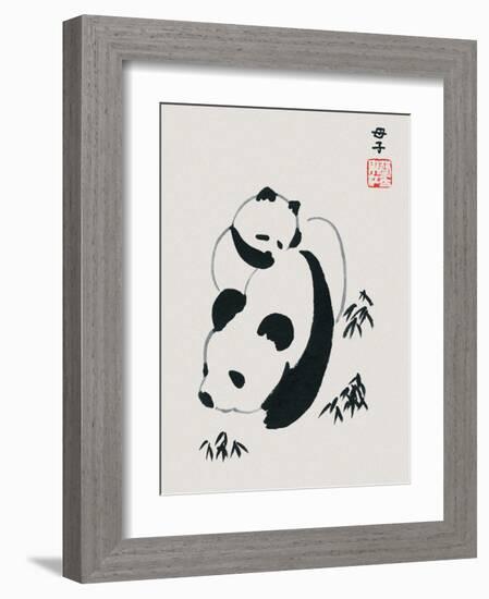 Chinese Panda and Cub-null-Framed Art Print