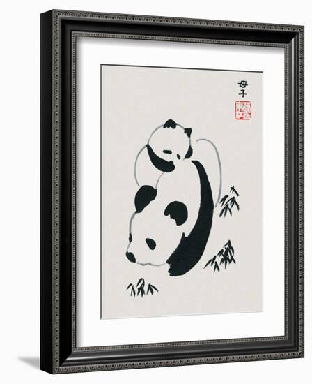 Chinese Panda and Cub-null-Framed Art Print