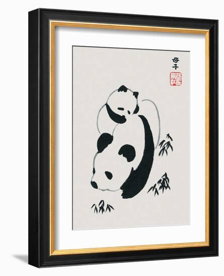 Chinese Panda and Cub-null-Framed Art Print