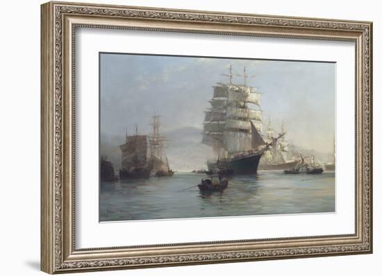 Chinese Port - Morning Departures-Montague Dawson-Framed Premium Giclee Print