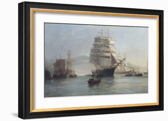 Chinese Port - Morning Departures-Montague Dawson-Framed Premium Giclee Print