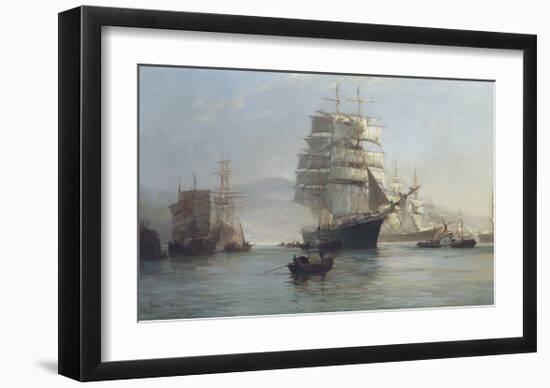 Chinese Port - Morning Departures-Montague Dawson-Framed Premium Giclee Print