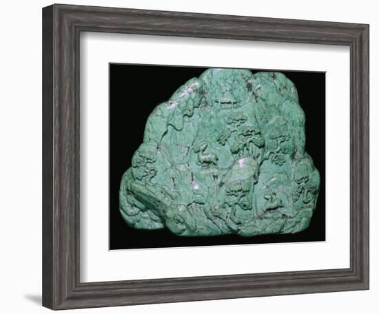 Chinese Quing Dynasty turquoise carving of a mountain, 18th century Artist: Unknown-Unknown-Framed Photographic Print