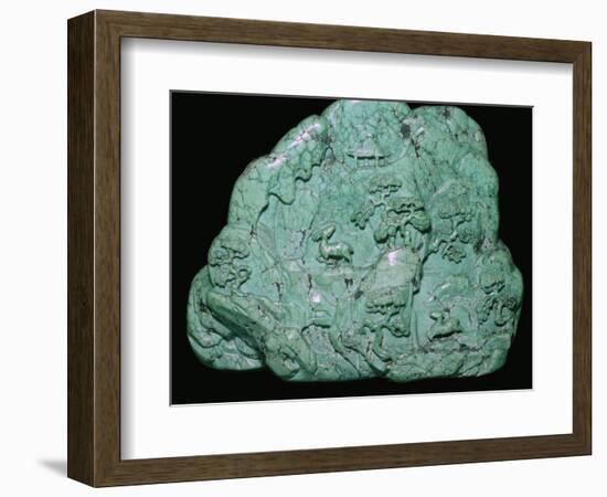 Chinese Quing Dynasty turquoise carving of a mountain, 18th century Artist: Unknown-Unknown-Framed Photographic Print