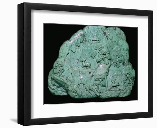 Chinese Quing Dynasty turquoise carving of a mountain, 18th century Artist: Unknown-Unknown-Framed Photographic Print