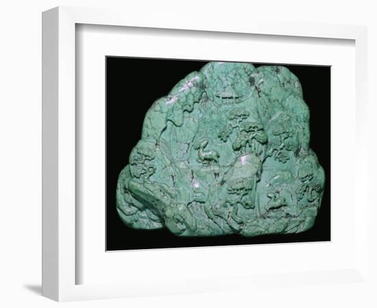 Chinese Quing Dynasty turquoise carving of a mountain, 18th century Artist: Unknown-Unknown-Framed Photographic Print