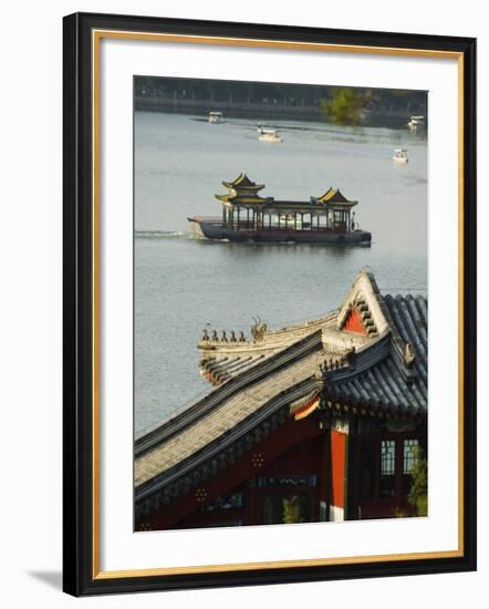 Chinese Style Boats on a Lake in Beihai Park, Beijing, China-Kober Christian-Framed Photographic Print