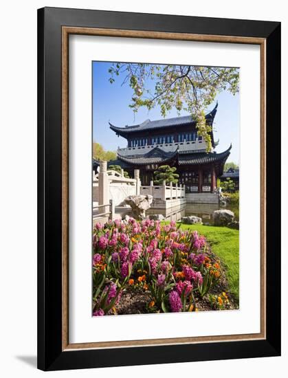 Chinese Tea House in the Chinese Garden, Luisenpark, Mannheim, Baden-Wuerttemberg,Germany-null-Framed Art Print