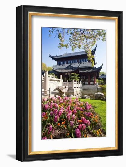 Chinese Tea House in the Chinese Garden, Luisenpark, Mannheim, Baden-Wuerttemberg,Germany-null-Framed Art Print