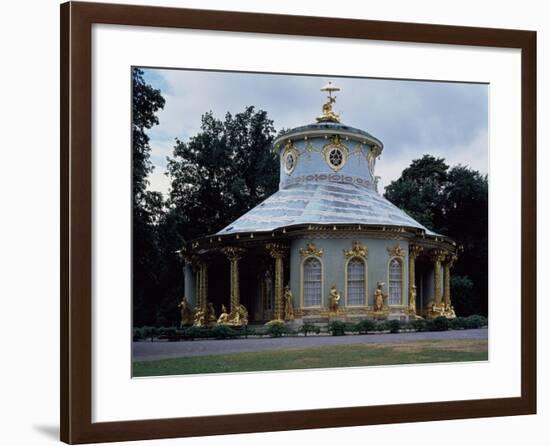 Chinese Teahouse, Circular Pavilion with Gilded 18th Century Statues-null-Framed Giclee Print