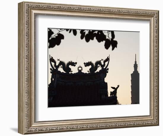 Chinese Temple Taipei 101 Highest Building in the World-Christian Kober-Framed Photographic Print