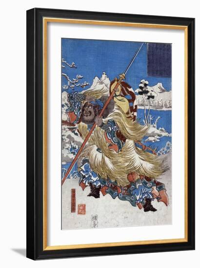 Chinese Three Kingdoms warrior Zhang Fei, Japanese Wood-Cut Print-Lantern Press-Framed Art Print