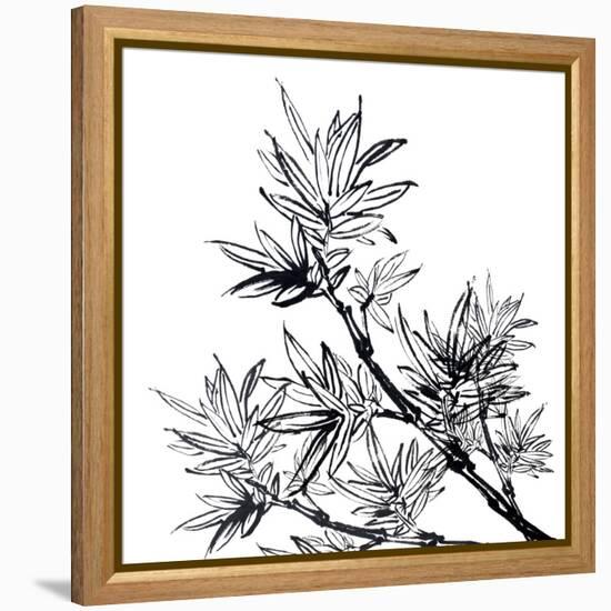 Chinese Traditional Ink Painting, Bamboo On White Background-elwynn-Framed Stretched Canvas