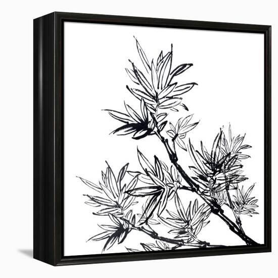 Chinese Traditional Ink Painting, Bamboo On White Background-elwynn-Framed Stretched Canvas