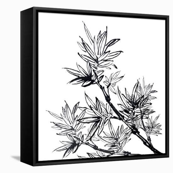 Chinese Traditional Ink Painting, Bamboo On White Background-elwynn-Framed Stretched Canvas