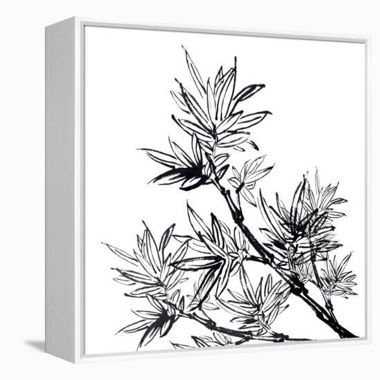 Chinese Traditional Ink Painting, Bamboo On White Background-elwynn-Framed Stretched Canvas