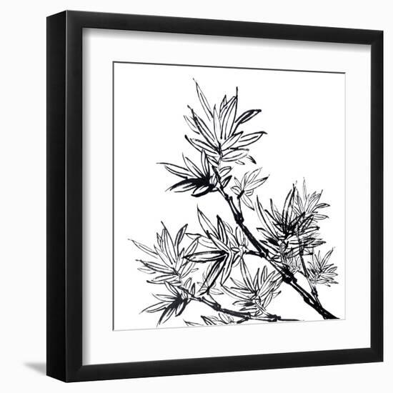 Chinese Traditional Ink Painting, Bamboo On White Background-elwynn-Framed Art Print