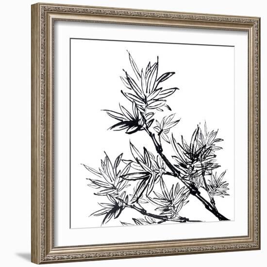 Chinese Traditional Ink Painting, Bamboo On White Background-elwynn-Framed Art Print