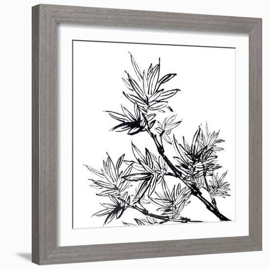 Chinese Traditional Ink Painting, Bamboo On White Background-elwynn-Framed Art Print