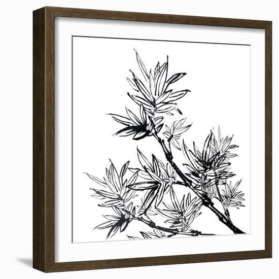 Chinese Traditional Ink Painting, Bamboo On White Background-elwynn-Framed Art Print