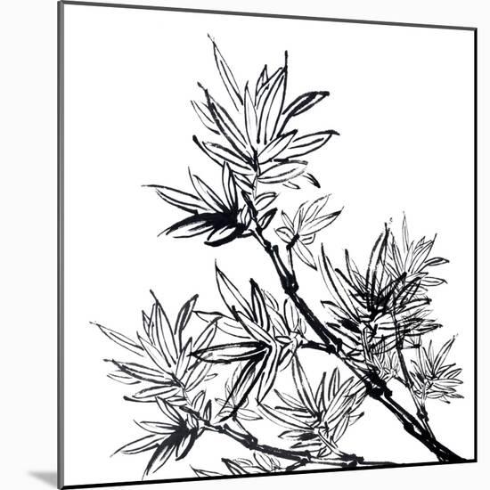 Chinese Traditional Ink Painting, Bamboo On White Background-elwynn-Mounted Art Print