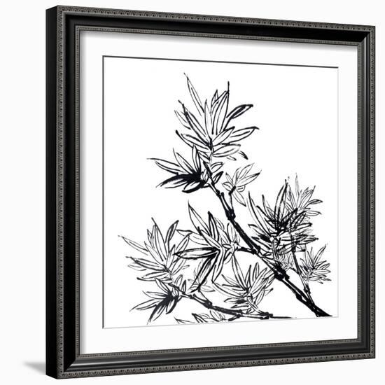 Chinese Traditional Ink Painting, Bamboo On White Background-elwynn-Framed Art Print