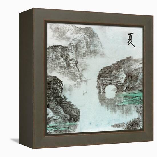 Chinese Traditional Ink Painting, Landscape of Season, Summer.-elwynn-Framed Stretched Canvas