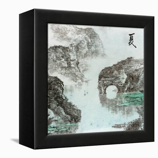 Chinese Traditional Ink Painting, Landscape of Season, Summer.-elwynn-Framed Stretched Canvas