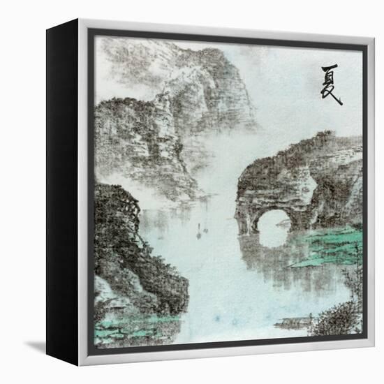 Chinese Traditional Ink Painting, Landscape of Season, Summer.-elwynn-Framed Stretched Canvas