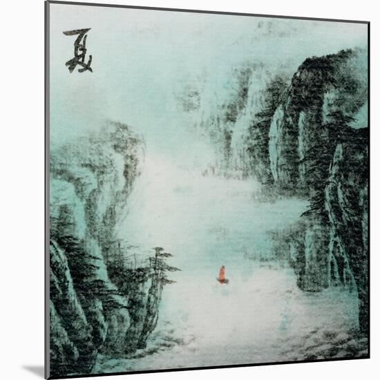 Chinese Traditional Ink Painting, Landscape of Season, Summer.-elwynn-Mounted Art Print