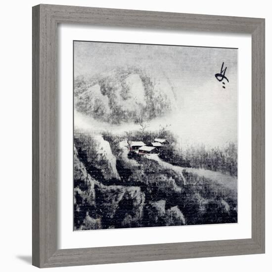 Chinese Traditional Ink Painting, Landscape of Season, Winter.-elwynn-Framed Art Print