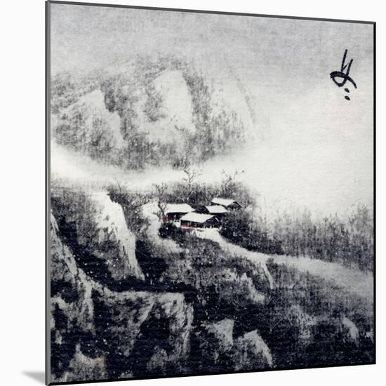 Chinese Traditional Ink Painting, Landscape of Season, Winter.-elwynn-Mounted Art Print