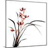 Chinese Traditional Ink Painting Of Orchid On White Background-elwynn-Mounted Art Print
