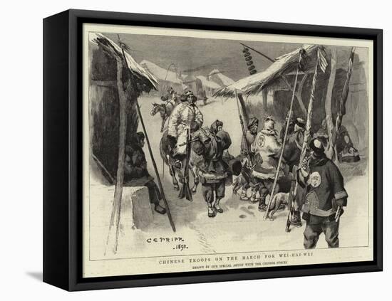 Chinese Troops on the March for Wei-Hai-Wei-Charles Edwin Fripp-Framed Premier Image Canvas