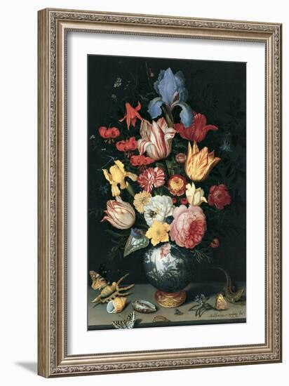 Chinese Vase with Flowers, Shells and Insects-Balthasar van der Ast-Framed Giclee Print