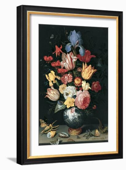 Chinese Vase with Flowers, Shells and Insects-Balthasar van der Ast-Framed Giclee Print