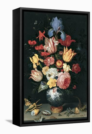 Chinese Vase with Flowers, Shells and Insects-Balthasar van der Ast-Framed Premier Image Canvas