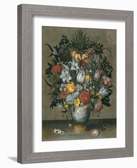 Chinese Vase with Flowers, Shells and Insects-Ambrosius Bosschaert the Elder-Framed Giclee Print