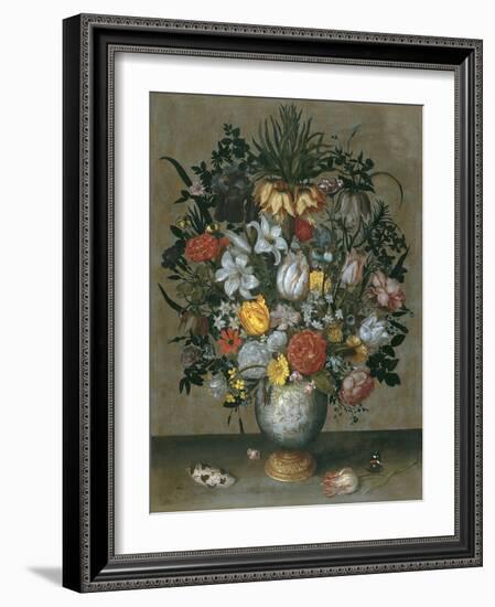 Chinese Vase with Flowers, Shells and Insects-Ambrosius Bosschaert the Elder-Framed Giclee Print