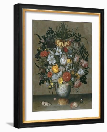 Chinese Vase with Flowers, Shells and Insects-Ambrosius Bosschaert the Elder-Framed Giclee Print